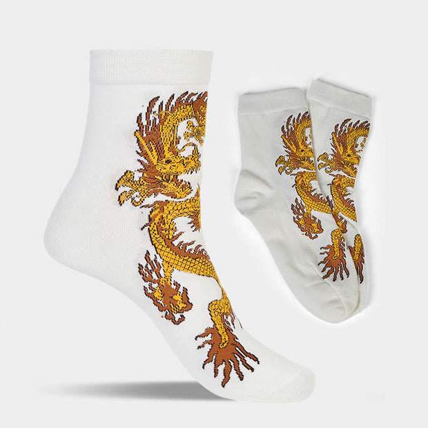 Buddha Stones Casual 5 Pairs of Golden Dragon Quarter Women's Socks - image 17