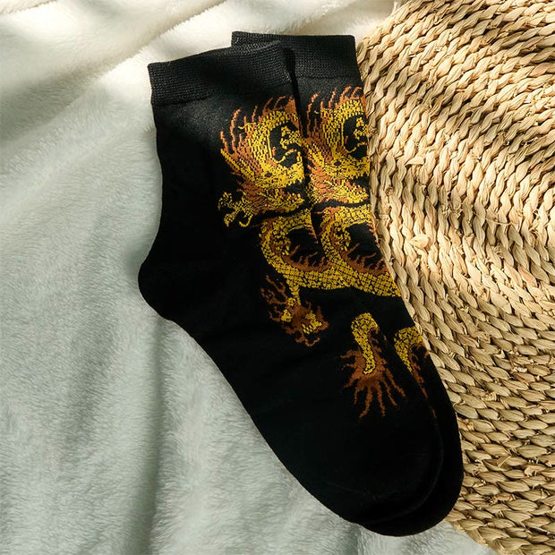 Buddha Stones Casual 5 Pairs of Golden Dragon Quarter Women's Socks - image 3