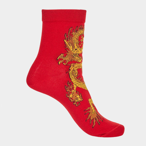 Buddha Stones Casual 5 Pairs of Golden Dragon Quarter Women's Socks - image 35