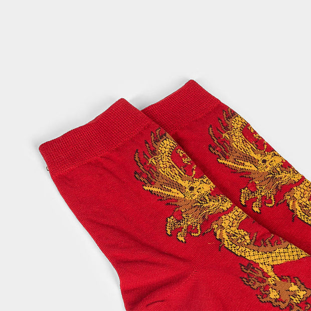Buddha Stones Casual 5 Pairs of Golden Dragon Quarter Women's Socks - image 33