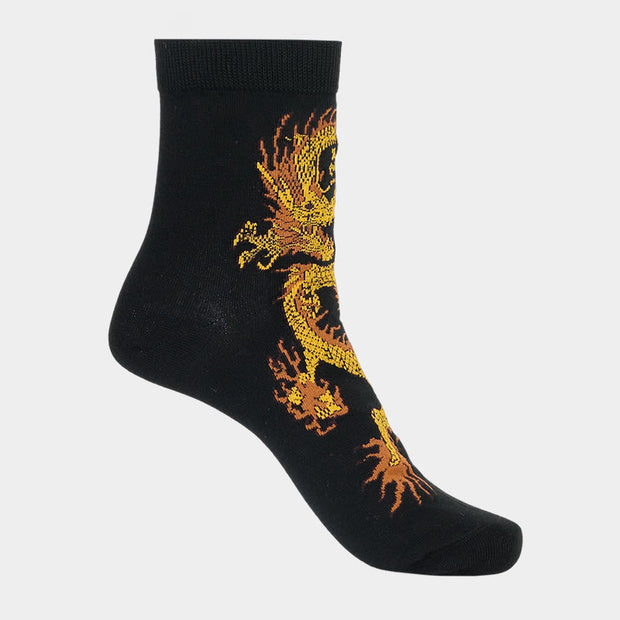 Buddha Stones Casual 5 Pairs of Golden Dragon Quarter Women's Socks - image 9