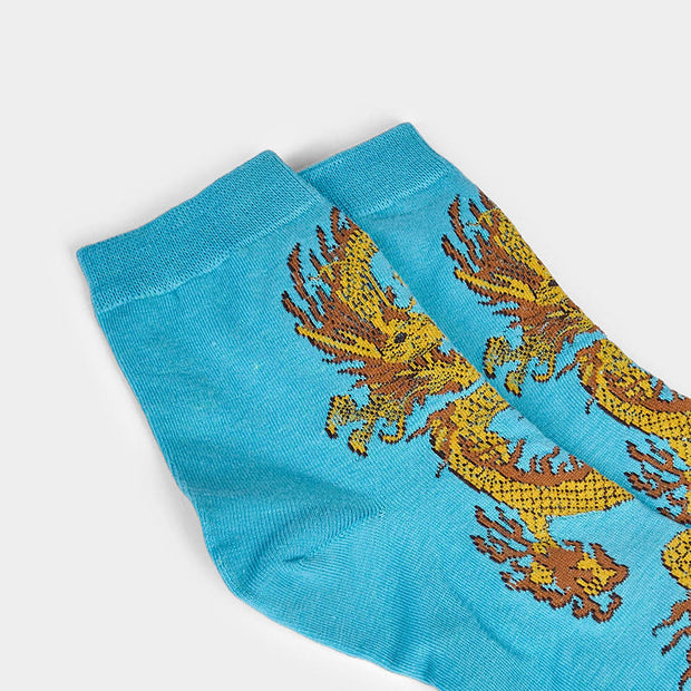 Buddha Stones Casual 5 Pairs of Golden Dragon Quarter Women's Socks - image 25