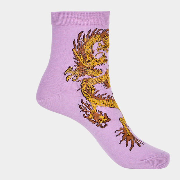Buddha Stones Casual 5 Pairs of Golden Dragon Quarter Women's Socks - image 15