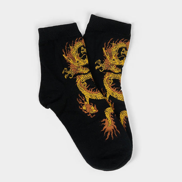 Buddha Stones Casual 5 Pairs of Golden Dragon Quarter Women's Socks - image 8