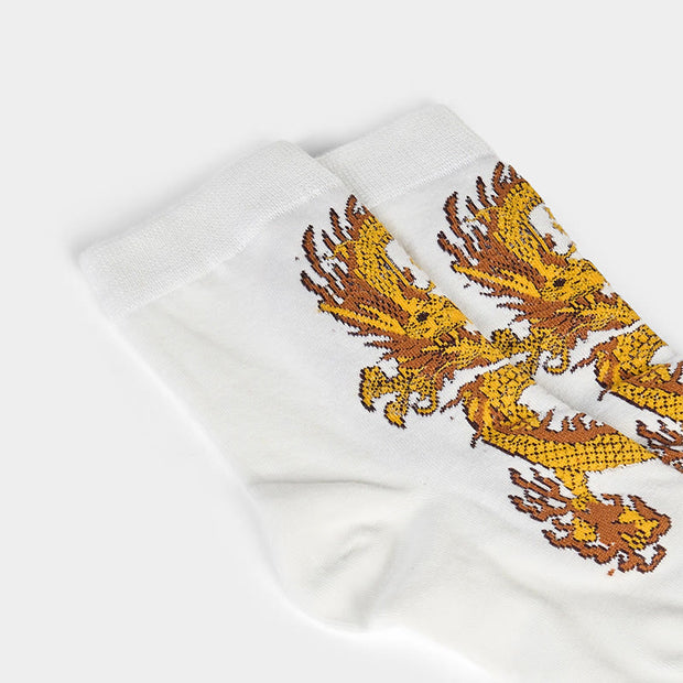 Buddha Stones Casual 5 Pairs of Golden Dragon Quarter Women's Socks - image 19