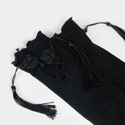 Buddha Stones Pure Color Chinese Frog-Button Tassels Design Women's Micro Crew Cotton Socks - image 4