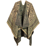 Buddha Stones Tibetan Color Contrast Design Paisley Floral Pattern Cozy Scarf Shawl - Khaki - image 1