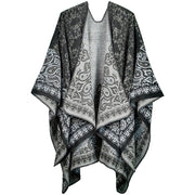 Buddha Stones Tibetan Color Contrast Design Paisley Floral Pattern Cozy Scarf Shawl - Black - image 5