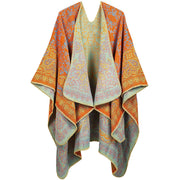 Buddha Stones Tibetan Color Contrast Design Paisley Floral Pattern Cozy Scarf Shawl - DarkOrange - image 2