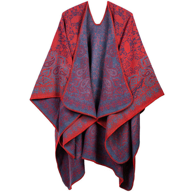 Buddha Stones Tibetan Color Contrast Design Paisley Floral Pattern Cozy Scarf Shawl - OrangeRed - image 8