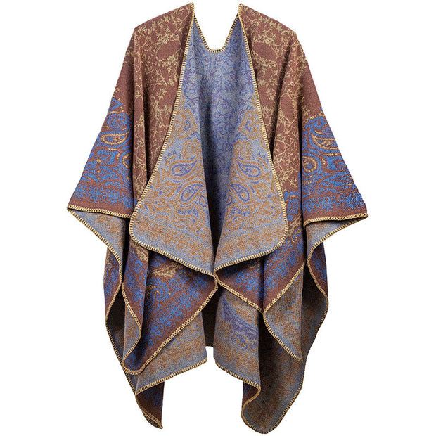 Buddha Stones Tibetan Color Contrast Design Paisley Floral Pattern Cozy Scarf Shawl - RosyBrown - image 7