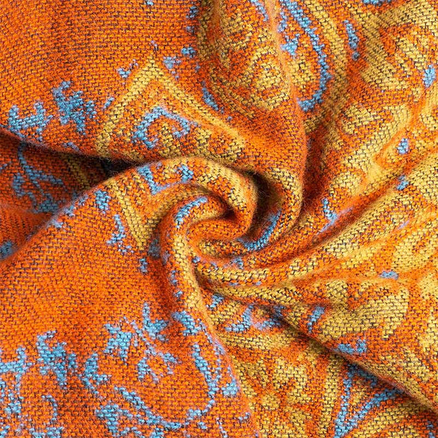 Buddha Stones Tibetan Color Contrast Design Paisley Floral Pattern Cozy Scarf Shawl - image 4