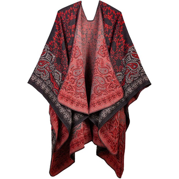 Buddha Stones Tibetan Color Contrast Design Paisley Floral Pattern Cozy Scarf Shawl - Red - image 6