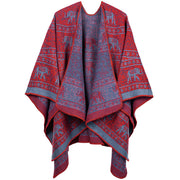 Buddha Stones Tibetan Jacquard Elephant Geometry Pattern Unisex Cozy Scarf Shawl - Red - image 6