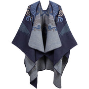 Buddha Stones Tibetan Open Front Auspicious Cloud Crane Pattern Unisex Cozy Scarf Shawl - MidnightBlue - image 8