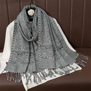 Buddha Stones Winter Ethnic Tibetan Jacquard Paisley Printing Pattern Tassel Cozy Scarf Shawl - DarkGray - 70*190cm - image 13