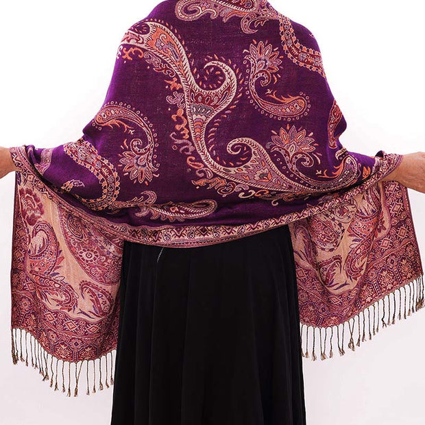 Buddha Stones Bohemia Style Tibetan Paisley Floral Pattern Tassel Cozy Scarf Shawl - image 17