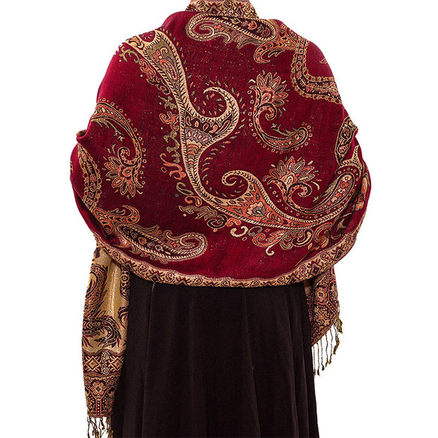 Buddha Stones Bohemia Style Tibetan Paisley Floral Pattern Tassel Cozy Scarf Shawl - image 10