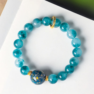 Buddha Stones 10mm Natural Blue Chalcedony Positive Bead Bracelet - Blue Chalcedony(Wrist Circumference: 15-17cm) - image 0