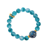 Buddha Stones 10mm Natural Blue Chalcedony Positive Bead Bracelet - image 6