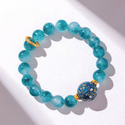 Buddha Stones 10mm Natural Blue Chalcedony Positive Bead Bracelet - image 2