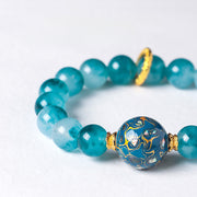 Buddha Stones 10mm Natural Blue Chalcedony Positive Bead Bracelet - image 5