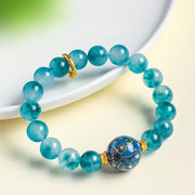 Buddha Stones 10mm Natural Blue Chalcedony Positive Bead Bracelet - image 4
