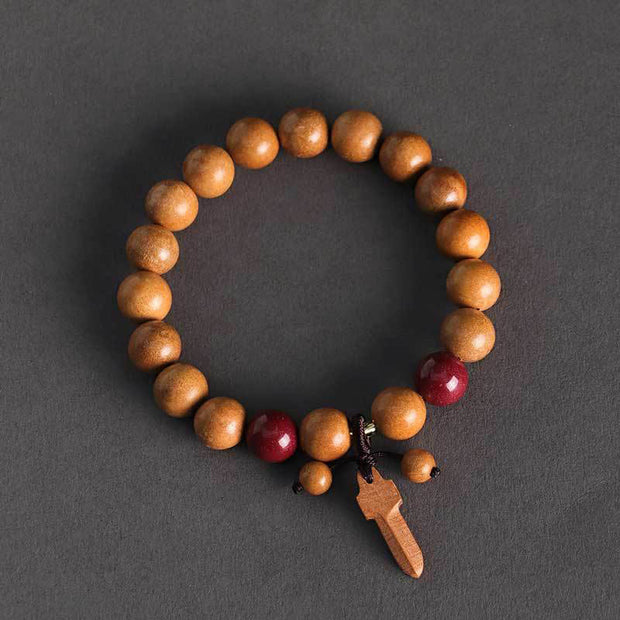 FREE Today: Wealth and Blessing Peach Wood Cinnabar Sword Charm Bracelet - image 1