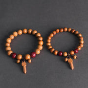 Buddha Stones Peach Wood Cinnabar Sword Charm Wealth Bracelet - image 10