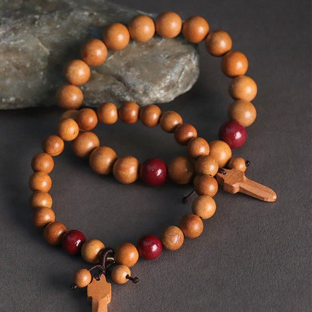 Buddha Stones Peach Wood Cinnabar Sword Charm Wealth Bracelet - image 11