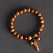 Buddha Stones Peach Wood Cinnabar Sword Charm Wealth Bracelet - image 8