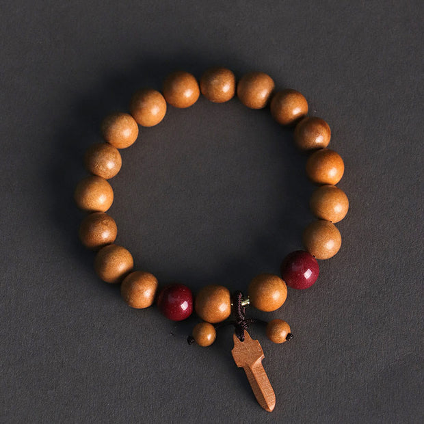 FREE Today: Wealth and Blessing Peach Wood Cinnabar Sword Charm Bracelet - image 2