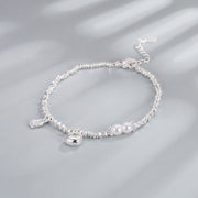 Buddha Stones Copper Plated Silver Fu Character Purse Pearl Blessing Bracelet - image 1