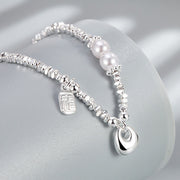 Buddha Stones Copper Plated Silver Fu Character Purse Pearl Blessing Bracelet - image 3