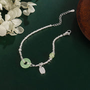 Buddha Stones Copper Plated Silver Fu Character Peace Buckle Fortune Bracelet - image 1
