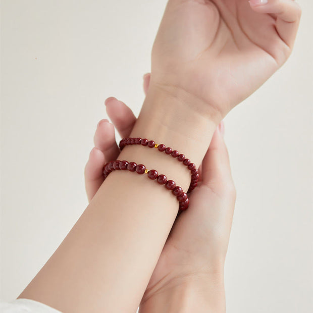 Buddha Stones 999 Gold Cinnabar Simple Design Concentration Bracelet - image 16
