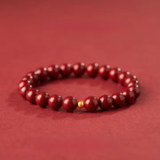 Buddha Stones 999 Gold Cinnabar Simple Design Concentration Bracelet - 8mm Cinnabar&4mm Gold bead - image 11