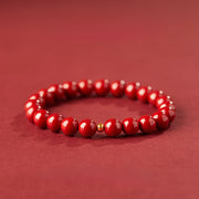 Buddha Stones 999 Gold Cinnabar Simple Design Concentration Bracelet - 8mm Imperial Cinnabar&4mm Gold bead - image 10