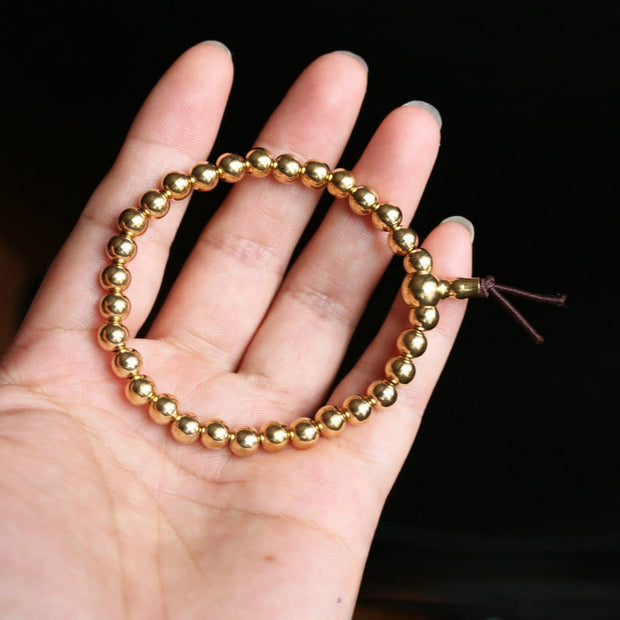 Buddha Stones Tibetan Retro Pure Copper Brass Bead Wealth Bracelet - image 1