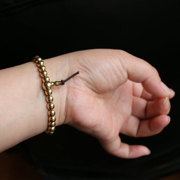 Buddha Stones Tibetan Retro Pure Copper Brass Bead Wealth Bracelet - image 3