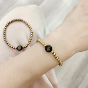 Buddha Stones Plated Copper Brass Gold Sheen Obsidian Protection Wealth Bracelet - image 2