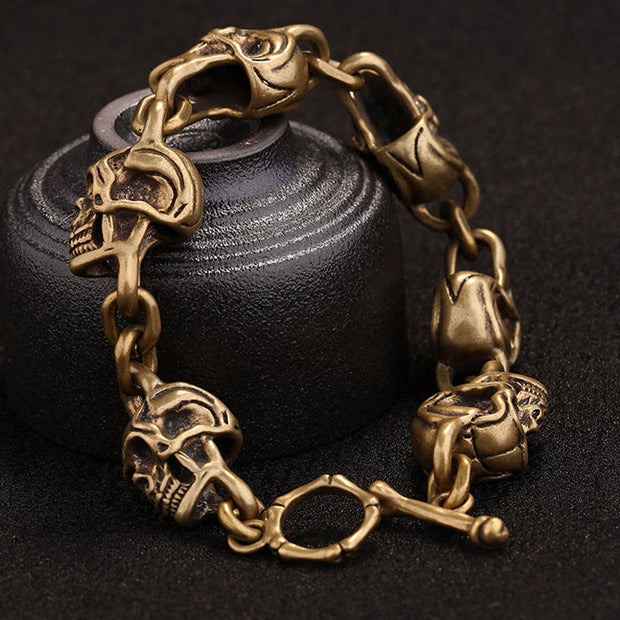 Buddha Stones Retro Copper Brass Skull The Lord Of The Corpse Forest Protection Bracelet - image 7