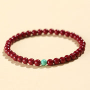 Buddha Stones Cinnabar Turquoise Concentration Bracelet - 4mm Cinnabar - image 2