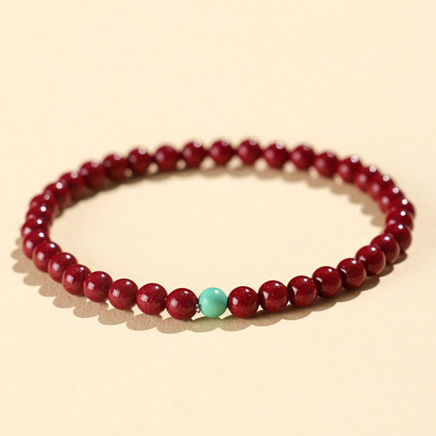 Buddha Stones Cinnabar Turquoise Concentration Bracelet - 4mm Cinnabar - image 2