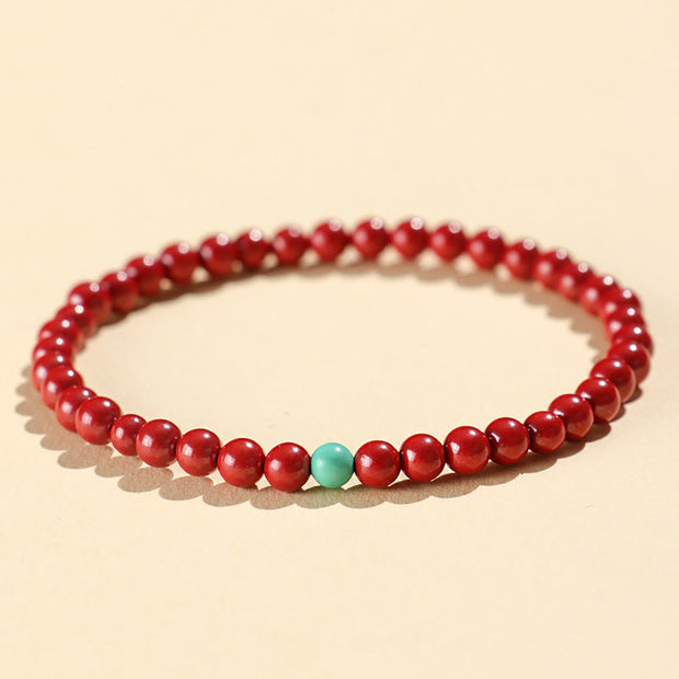 Buddha Stones Cinnabar Turquoise Concentration Bracelet - 4mm Imperial Cinnabar - image 1