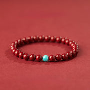 Buddha Stones Cinnabar Turquoise Concentration Bracelet - 6mm Cinnabar - image 0