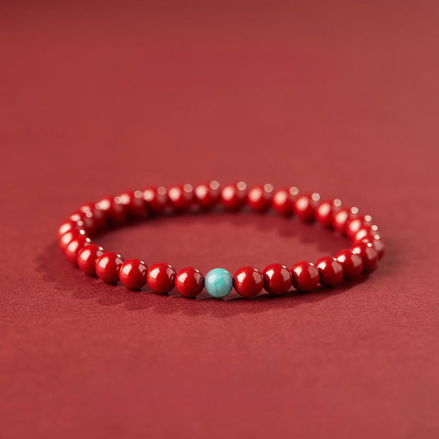 Buddha Stones Cinnabar Turquoise Concentration Bracelet - 6mm Imperial Cinnabar - image 3
