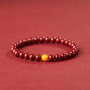 Buddha Stones Cinnabar Amber Concentration Bracelet - 6mm Cinnabar - image 0