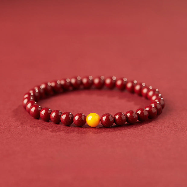 Buddha Stones Cinnabar Amber Concentration Bracelet - 6mm Cinnabar - image 0