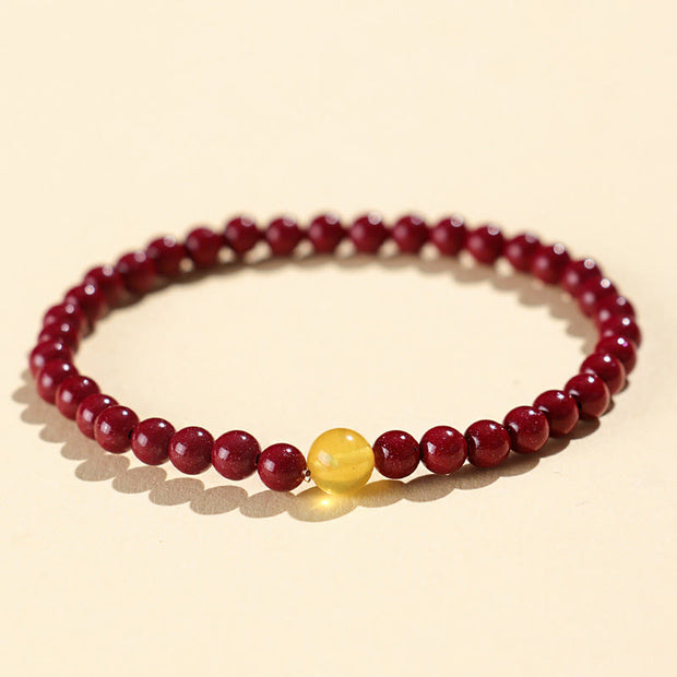 Buddha Stones Cinnabar Amber Concentration Bracelet - 4mm Cinnabar - image 1